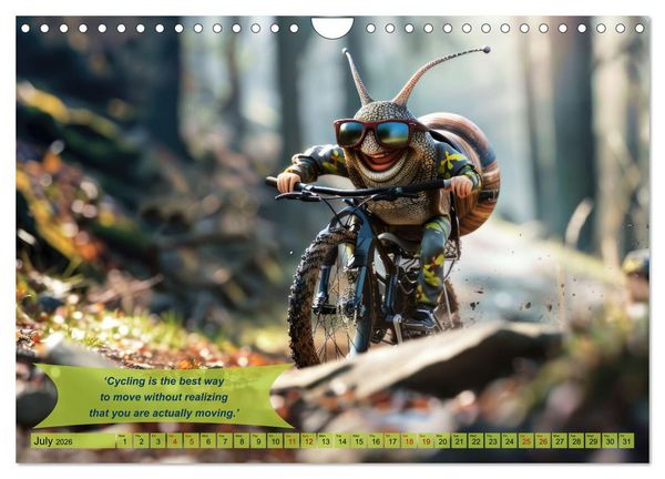 Produktbild: Funny charming animals on a bicycle (Wall Calendar 2026 DIN A4 landscape), CALVENDO 12 Month Wall Calendar