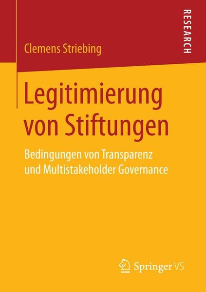 Legitimierung von Stiftungen, Taschenbuch von Clemens Striebing, Springer Fachmedien Wiesbaden GmbH, 9783658160357