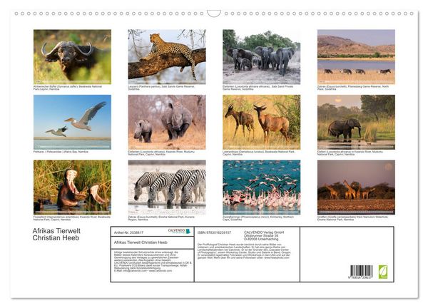Produktbild: Afrikas Tierwelt Christian Heeb (Wandkalender 2026 DIN A2 quer), CALVENDO Monatskalender