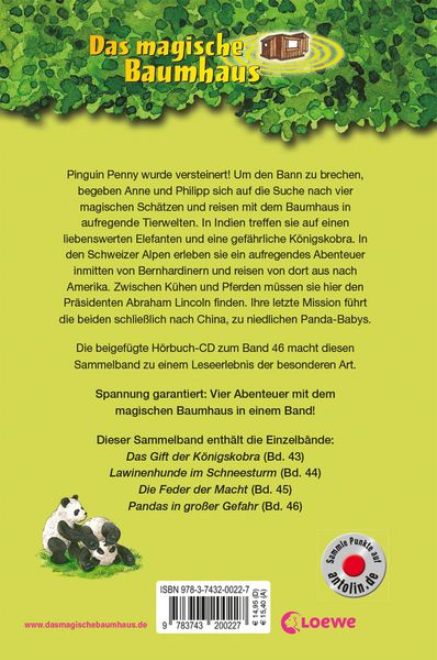 Produktbild: Das magische Baumhaus - Abenteuerliche Mission ins Reich der Tiere (Bd. 43-46)