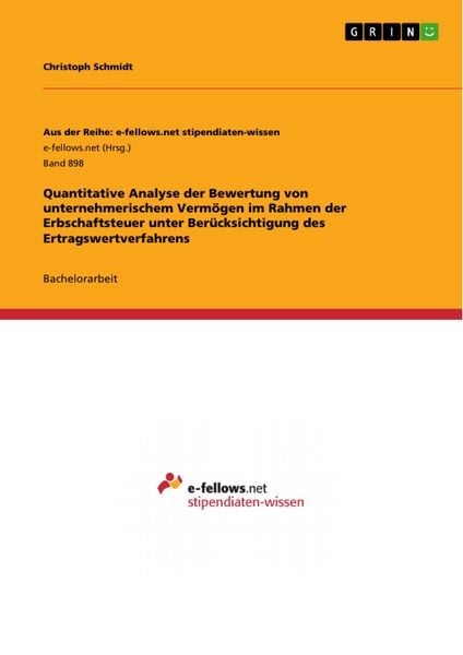 Produktbild: Quantitative Analyse der Bewertung von unternehmerischem Verm&ouml;gen im Rahmen der Erbschaftsteuer unter Ber&uuml;cksichtigung des Ertragswertverfahrens
