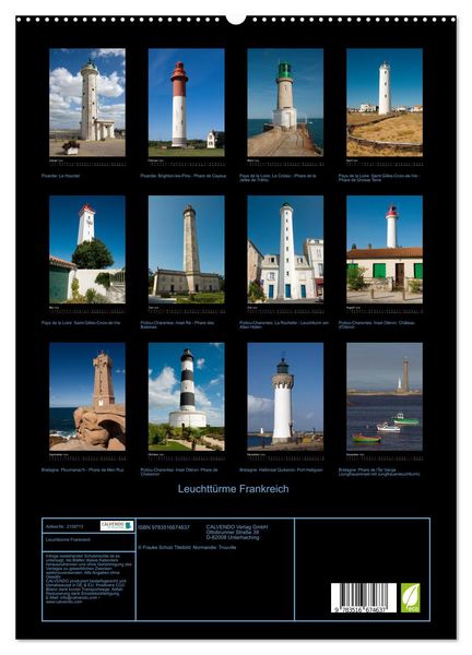 Produktbild: Leuchtt&uuml;rme Frankreich (hochwertiger Premium Wandkalender 2026 DIN A2 hoch), Kunstdruck in Hochglanz