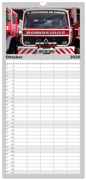 Produktbild: Familienplaner 2026 - Feuerwehrautos mit 5 Spalten (Wandkalender, 21 x 45 cm) CALVENDO