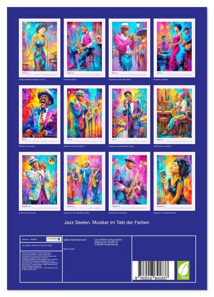 Produktbild: Jazz Seelen. Musiker im Takt der Farben (Wandkalender 2026 DIN A4 hoch), CALVENDO Monatskalender