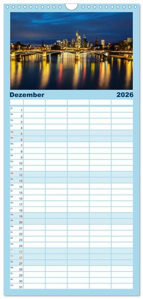 Produktbild: Familienplaner 2026 - Frankfurt am Main - at night mit 5 Spalten (Wandkalender, 21 x 45 cm) CALVENDO