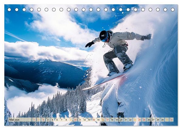 Produktbild: Snowboarden - tolle Momente (Tischkalender 2026 DIN A5 quer), CALVENDO Monatskalender