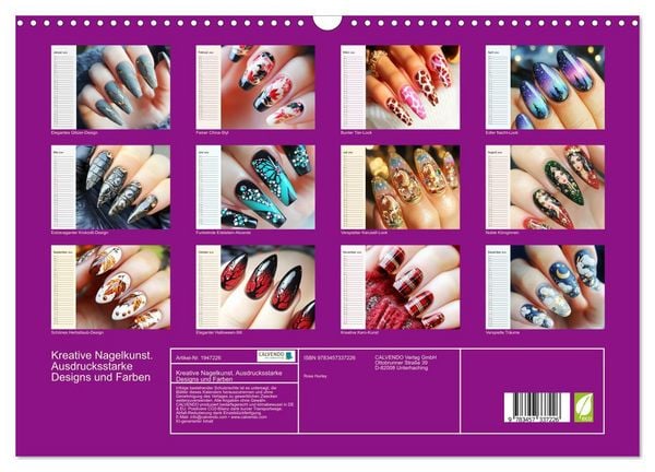 Produktbild: Kreative Nagelkunst. Ausdrucksstarke Designs und Farben (Wandkalender 2026 DIN A3 quer), CALVENDO Monatskalender