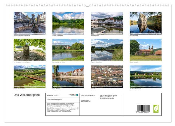 Produktbild: Das Weserbergland (hochwertiger Premium Wandkalender 2026 DIN A2 quer), Kunstdruck in Hochglanz