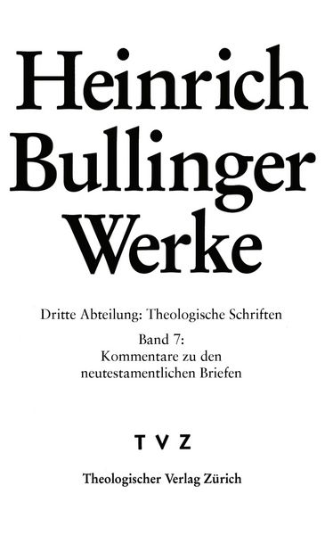 Produktbild: Bullinger, Heinrich: Werke