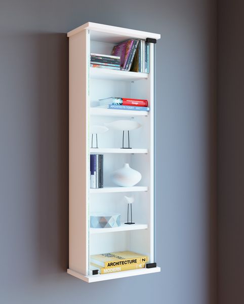 Produktbild: Holz CD DVD Wandregal Schrank Loposa Glast&uuml;r