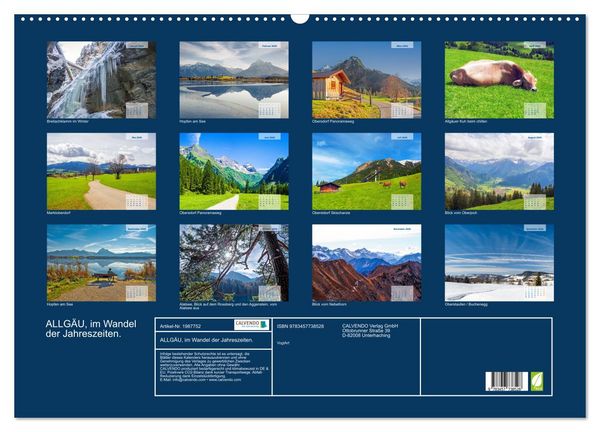 Produktbild: ALLG&Auml;U, im Wandel der Jahreszeiten. (Wandkalender 2026 DIN A2 quer), CALVENDO Monatskalender