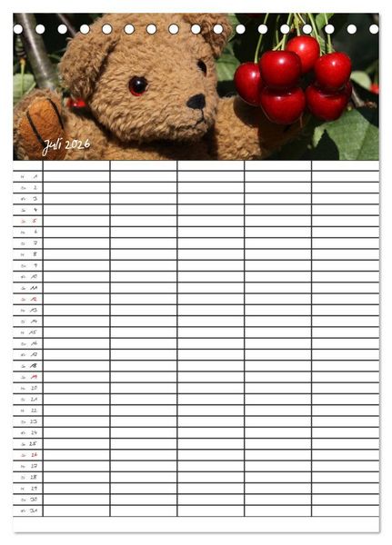 Produktbild: Der Teddyb&auml;ren-Familienplaner (Tischkalender 2026 DIN A5 hoch), CALVENDO Monatskalender