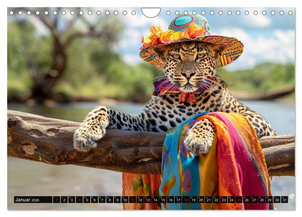 Produktbild: Savannen-Style. Stilvoller Raubkatzen-Chic (Wandkalender 2026 DIN A4 quer), CALVENDO Monatskalender