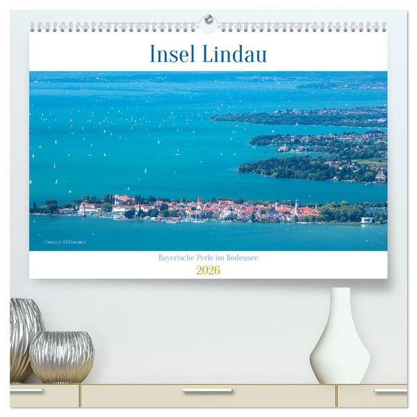 Produktbild: Insel Lindau - Bayerische Perle im Bodensee (hochwertiger Premium Wandkalender 2026 DIN A2 quer), Kunstdruck in Hochglanz