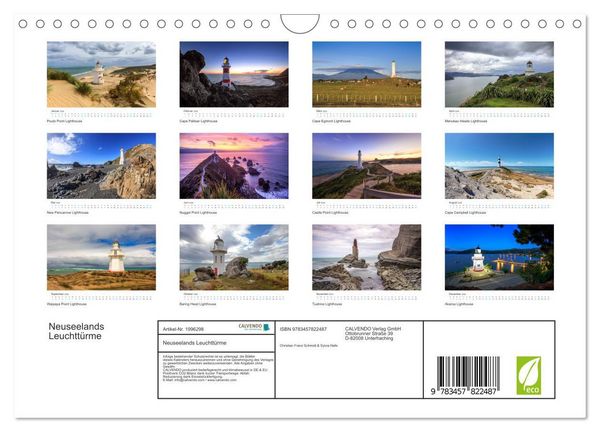 Produktbild: Neuseelands Leuchtt&uuml;rme (Wandkalender 2026 DIN A4 quer), CALVENDO Monatskalender