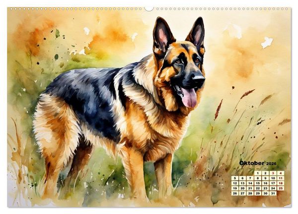 Produktbild: Deutsche Sch&auml;ferhunde - Klassiker rund um den Globus (hochwertiger Premium Wandkalender 2026 DIN A2 quer), Kunstdruck in Hochglanz