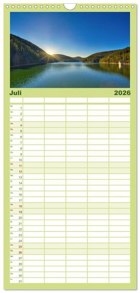Produktbild: Familienplaner 2026 - Gew&auml;sser in S&uuml;dth&uuml;ringen mit 5 Spalten (Wandkalender, 21 x 45 cm) CALVENDO