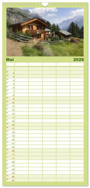 Produktbild: Familienplaner 2026 - Zauber der Berglandschaft mit 5 Spalten (Wandkalender, 21 x 45 cm) CALVENDO
