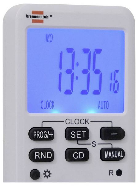 Produktbild: Brennenstuhl 1506320 Zeitschaltuhr digital Wochenprogramm 3600 W IP20 Countdown-Funktion, Dauerbetrieb, EIN/AUTO/AUS-Programm, Zufallsfunktion, Time