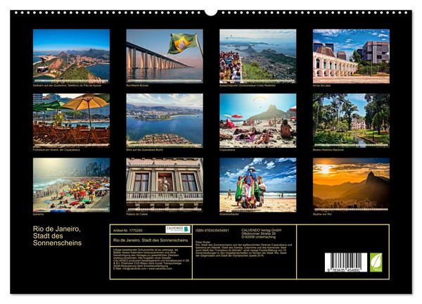 Produktbild: Rio de Janeiro, Stadt des Sonnenscheins (hochwertiger Premium Wandkalender 2025 DIN A2 quer), Kunstdruck in Hochglanz