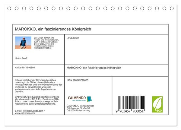 Produktbild: MAROKKO, ein faszinierendes K&ouml;nigreich (Tischkalender 2026 DIN A5 quer), CALVENDO Monatskalender