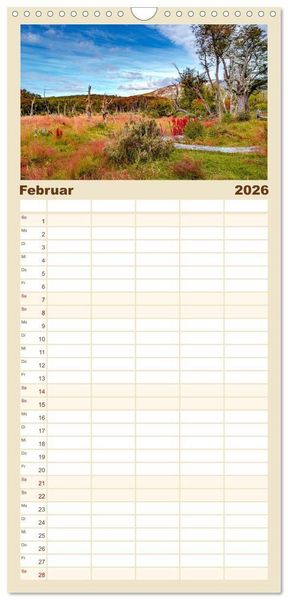 Produktbild: Familienplaner 2026 - Patagonien, Tierra del Fuego: Am Rand der Welt mit 5 Spalten (Wandkalender, 21 x 45 cm) CALVENDO