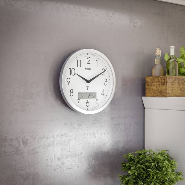 Produktbild: Mebus 19422 Funk Wanduhr 30cm x 30mm Silber