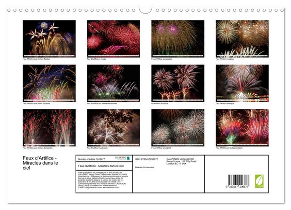 Produktbild: Feux d'Artifice - Miracles dans le ciel (Calendrier mural 2026 DIN A3 vertical), CALVENDO calendrier mensuel