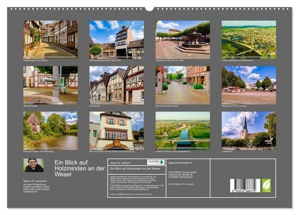 Produktbild: Ein Blick auf Holzminden an der Weser (hochwertiger Premium Wandkalender 2026 DIN A2 quer), Kunstdruck in Hochglanz