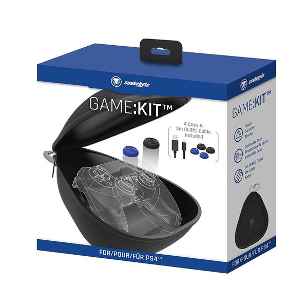 Snakebyte - game:kit - Zur Aufbewahrung des Dualshock 4 Controller - inkl. 4 Control Caps & 3m USB Ladekabel (Meshcable)