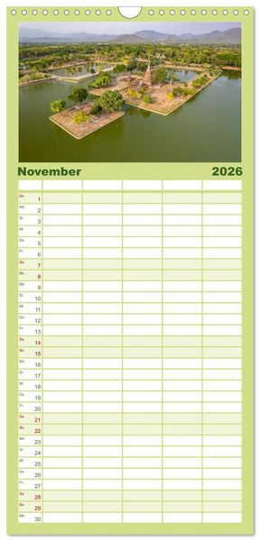 Produktbild: Familienplaner 2026 - Thailand - Welterbe Sukothai mit 5 Spalten (Wandkalender, 21 x 45 cm) CALVENDO