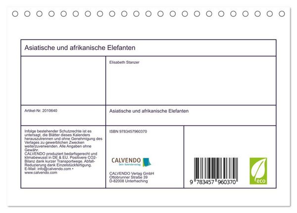 Produktbild: Asiatische und afrikanische Elefanten (Tischkalender 2026 DIN A5 quer), CALVENDO Monatskalender