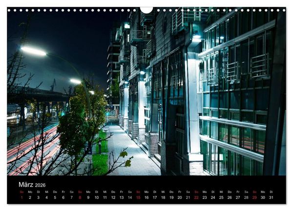 Produktbild: hamburg - night views (Wandkalender 2026 DIN A3 quer), CALVENDO Monatskalender