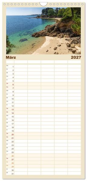 Produktbild: Familienplaner 2027 - Bretagne - Traumk&uuml;sten im s&uuml;dlichen Finist&egrave;re mit 5 Spalten (Wandkalender, 21 x 45 cm) CALVENDO