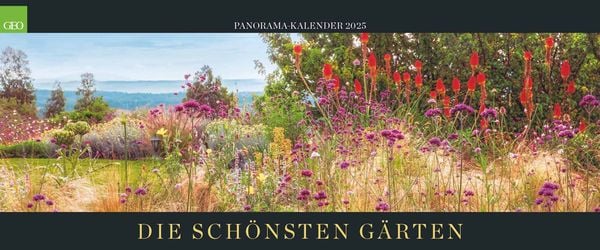 GEO - Panorama: Die schönsten Gärten 2025 Wandkalender – atemberaubenden Gartenlandschaften, extra breit 120x50 cm, mit 