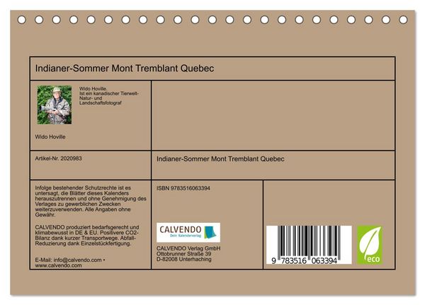 Produktbild: Indianer-Sommer Mont Tremblant Quebec (Tischkalender 2026 DIN A5 quer), CALVENDO Monatskalender