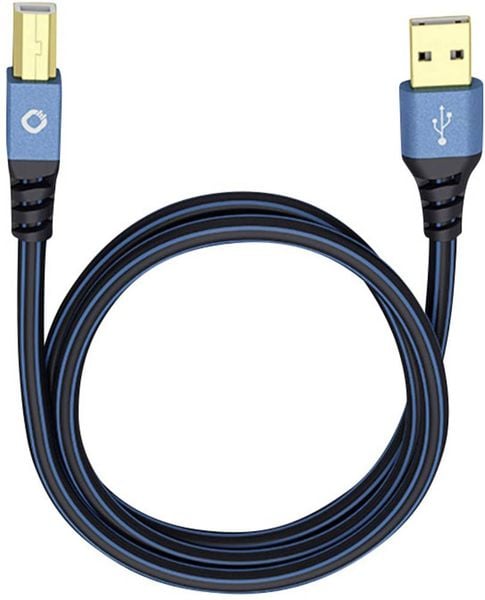 Oehlbach USB-Kabel USB 2.0 USB-A Stecker, USB-B Stecker 7.50 m Blau vergoldete Steckkontakte 9345