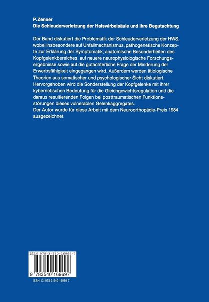 Produktbild: Die Schleuderverletzung der Halswirbels&auml;ule und ihre Begutachtung