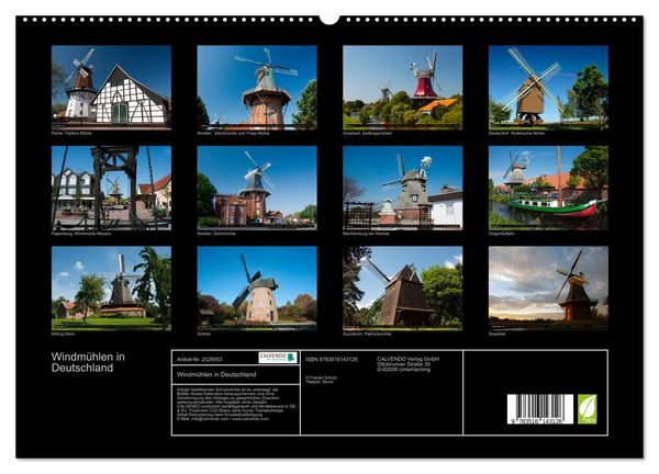 Produktbild: Windm&uuml;hlen in Deutschland (hochwertiger Premium Wandkalender 2026 DIN A2 quer), Kunstdruck in Hochglanz