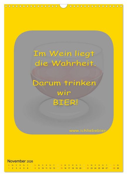 Produktbild: Ich liebe Bier (Wandkalender 2026 DIN A3 hoch), CALVENDO Monatskalender