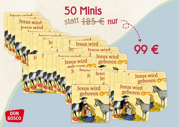Produktbild: Jesus wird geboren. Die Geschichte von Weihnachten. Mini-Bilderbuch. Paket mit 50 Exemplaren zum Vorteilspreis