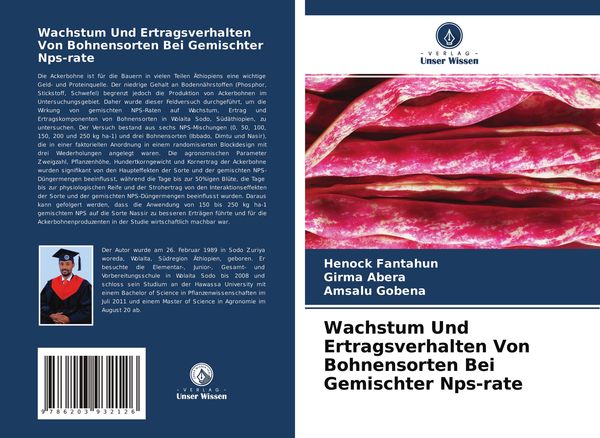 Wachstum Und Ertragsverhalten Von Bohnensorten Bei Gemischter Nps-rate, Taschenbuch von Henock Fantahun , Girma Abera , Amsalu Gobena, Verlag Unser