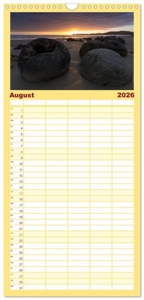 Produktbild: Familienplaner 2026 - Neuseeland - ein Naturparadies mit 5 Spalten (Wandkalender, 21 x 45 cm) CALVENDO