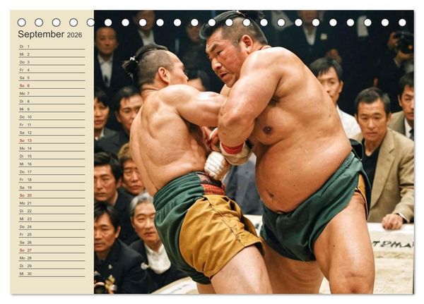 Produktbild: KI Sumo-K&auml;mpfer Im Ring der Giganten (Tischkalender 2026 DIN A5 quer), CALVENDO Monatskalender