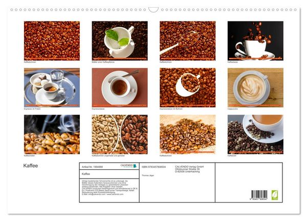 Produktbild: Kaffee (Wandkalender 2026 DIN A2 quer), CALVENDO Monatskalender