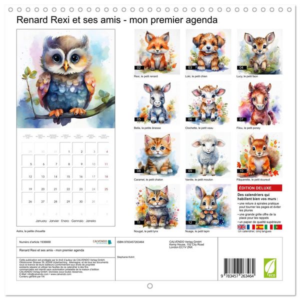 Produktbild: Renard Rexi et ses amis - mon premier agenda (Calendrier mural carr&eacute; 2026 30x30 cm) Calendrier double avec une page pour vos prises de notes