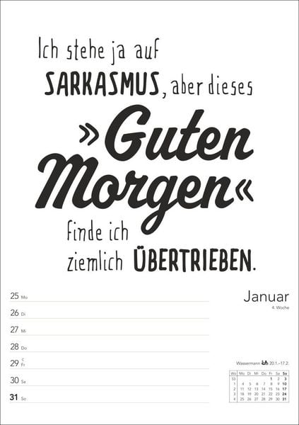 Produktbild: Typo-Spr&uuml;che-Kalender s/w Wochenplaner 2027 - mit 53 witzigen Spr&uuml;chen