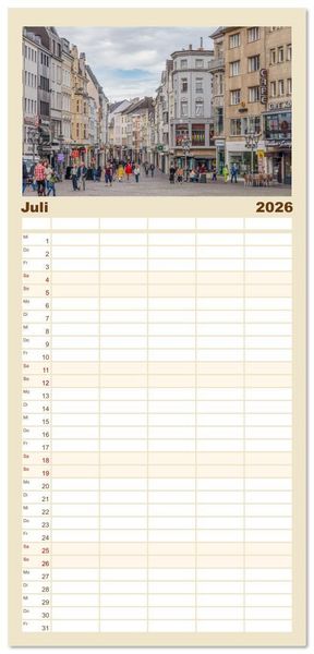 Produktbild: Familienplaner 2026 - Bonn Impressionen mit 5 Spalten (Wandkalender, 21 x 45 cm) CALVENDO