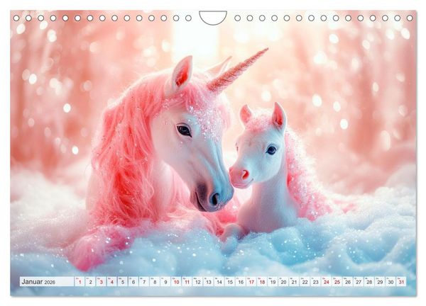 Produktbild: EINHORNZAUBER Traumhafte Glitzerwelt (Wandkalender 2026 DIN A4 quer), CALVENDO Monatskalender