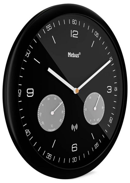 Produktbild: Mebus 52825 Funk Wanduhr 26mm x 42mm Schwarz